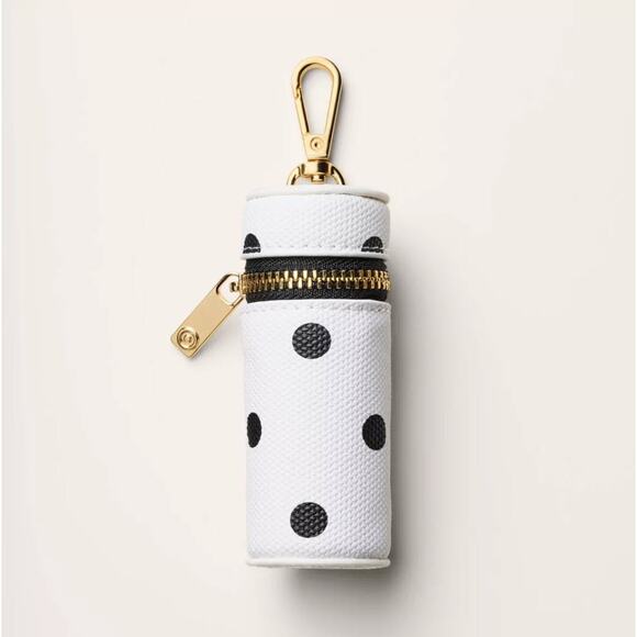 Kate Spade New York Target Canvas Polka Dot Lipstick Bag Charm Keychain  IN HAND - Picture 5 of 5